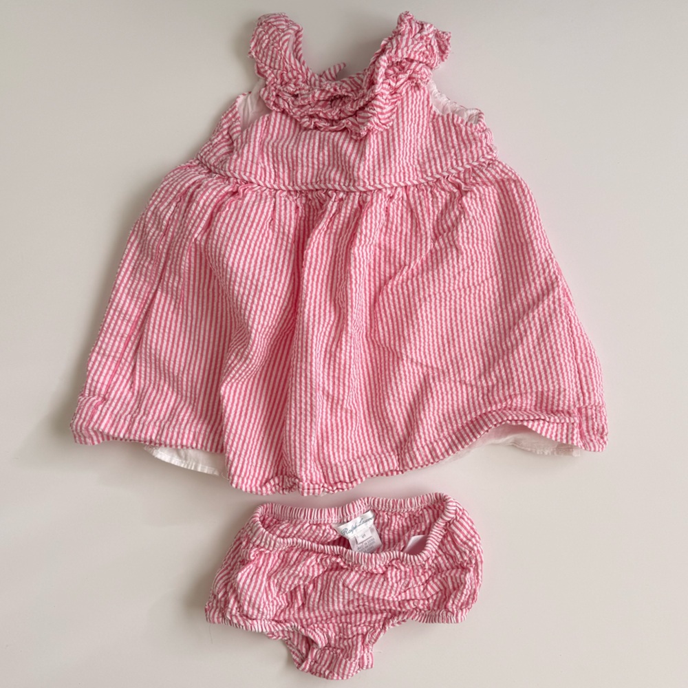 Ralph Lauren Seersucker Dress + Bloomers Set | Size 6M